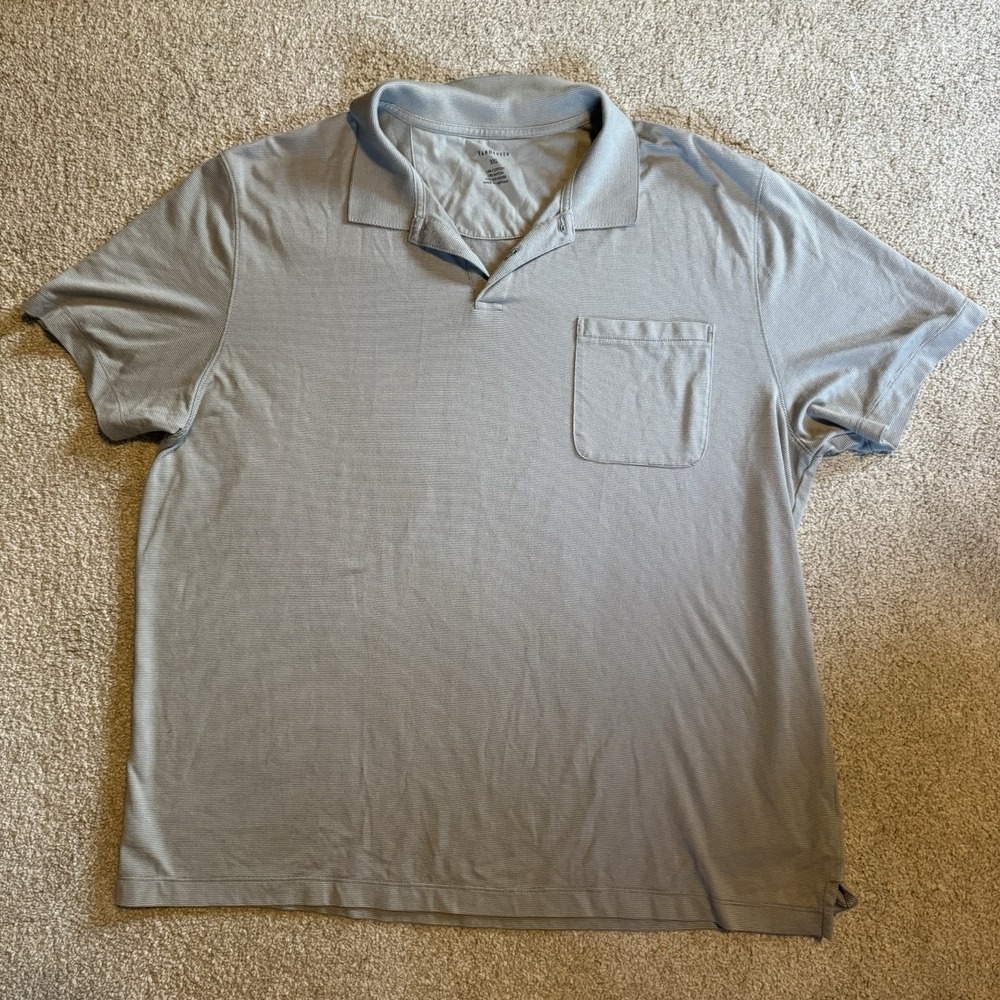 Van Heusen Men's XXL Gray Short Sleeve Polo Shirt w/ Pocket Solid Cotton Blend